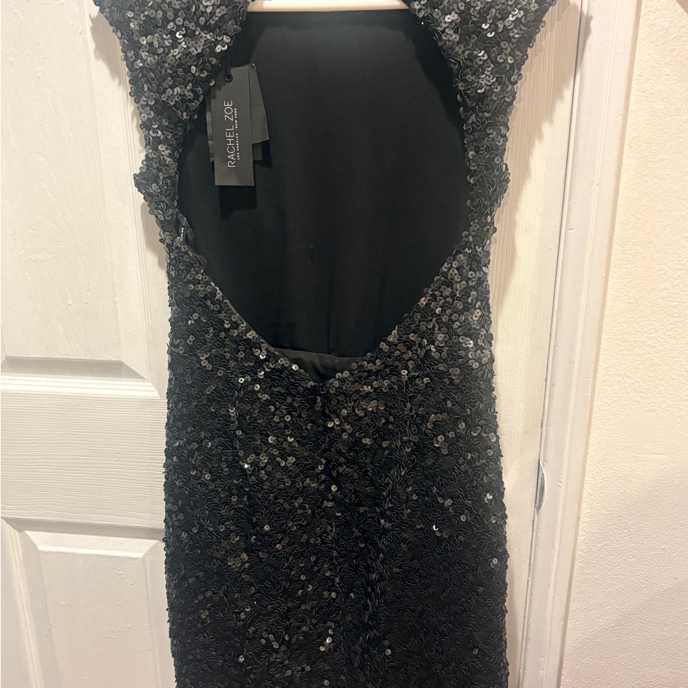 Rachel Zoe Black Sequin Backless Cocktail Dress